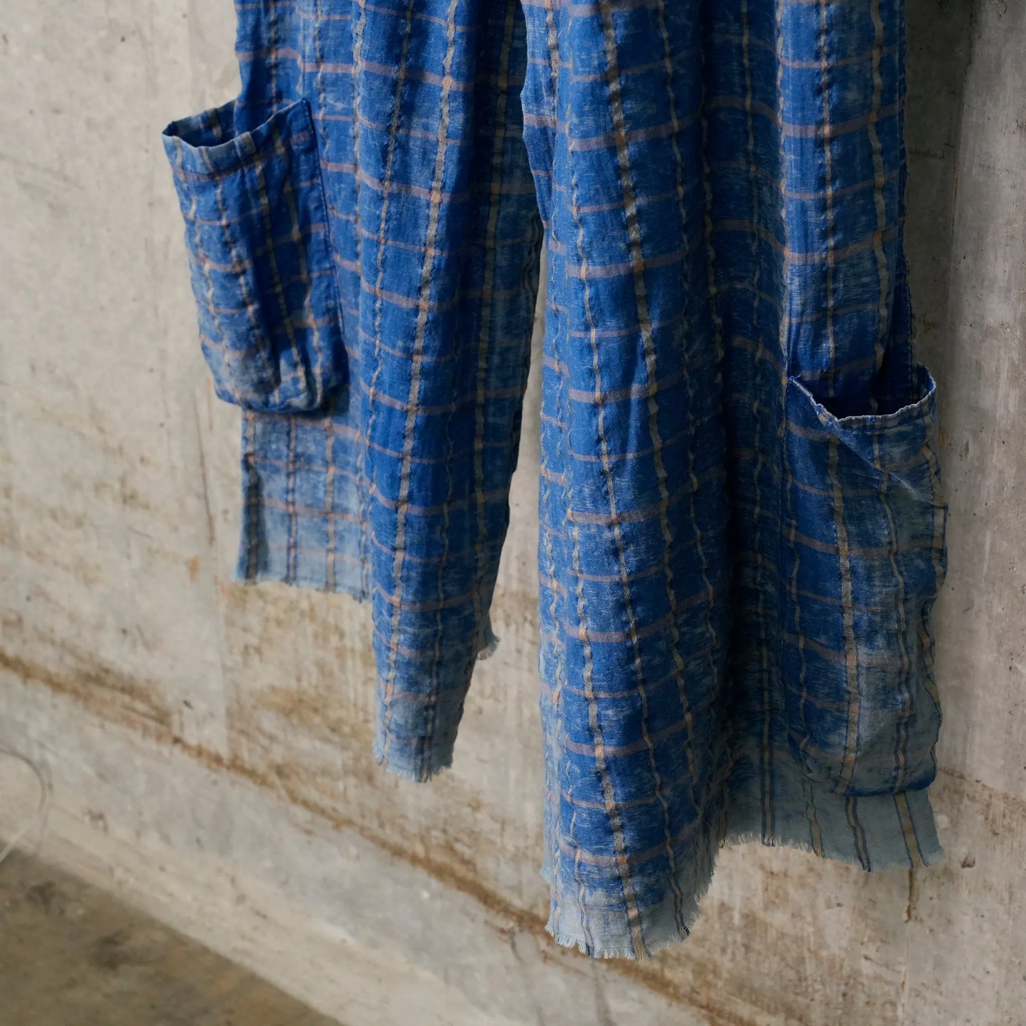 TREATED PANTS / BLUE CHECKED