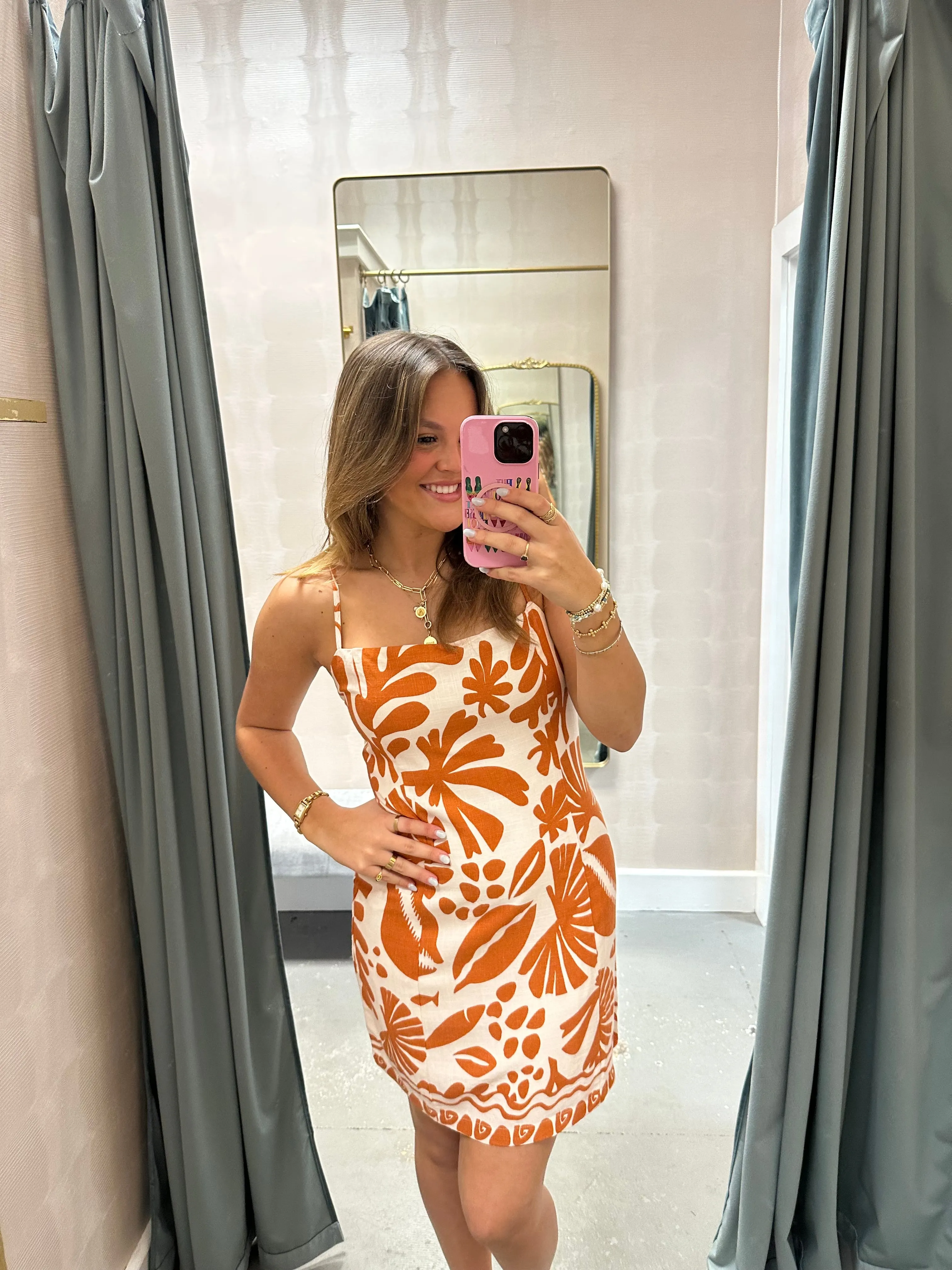 Tropical Dream Mini Dress- Brown/Ivory