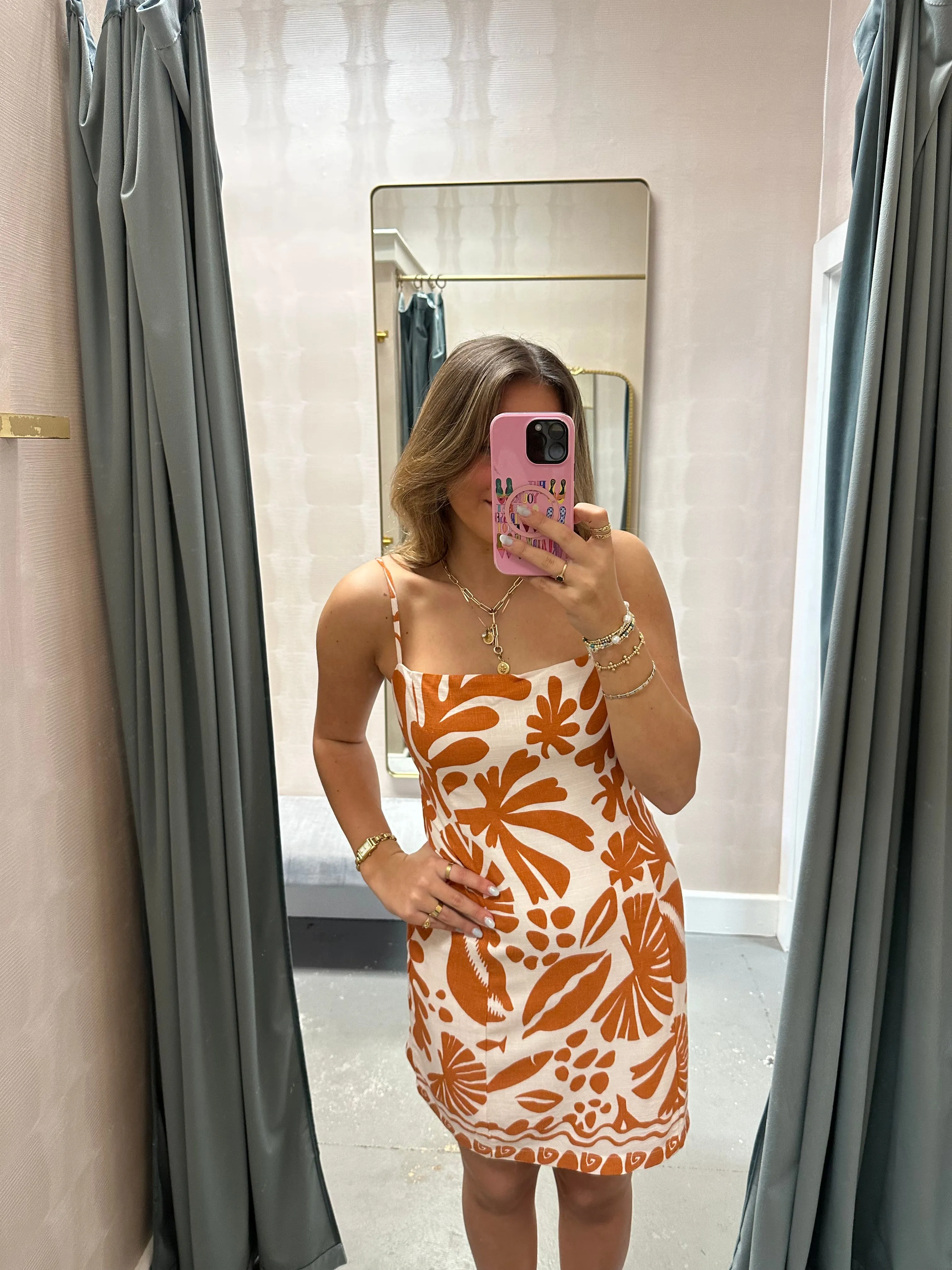 Tropical Dream Mini Dress- Brown/Ivory