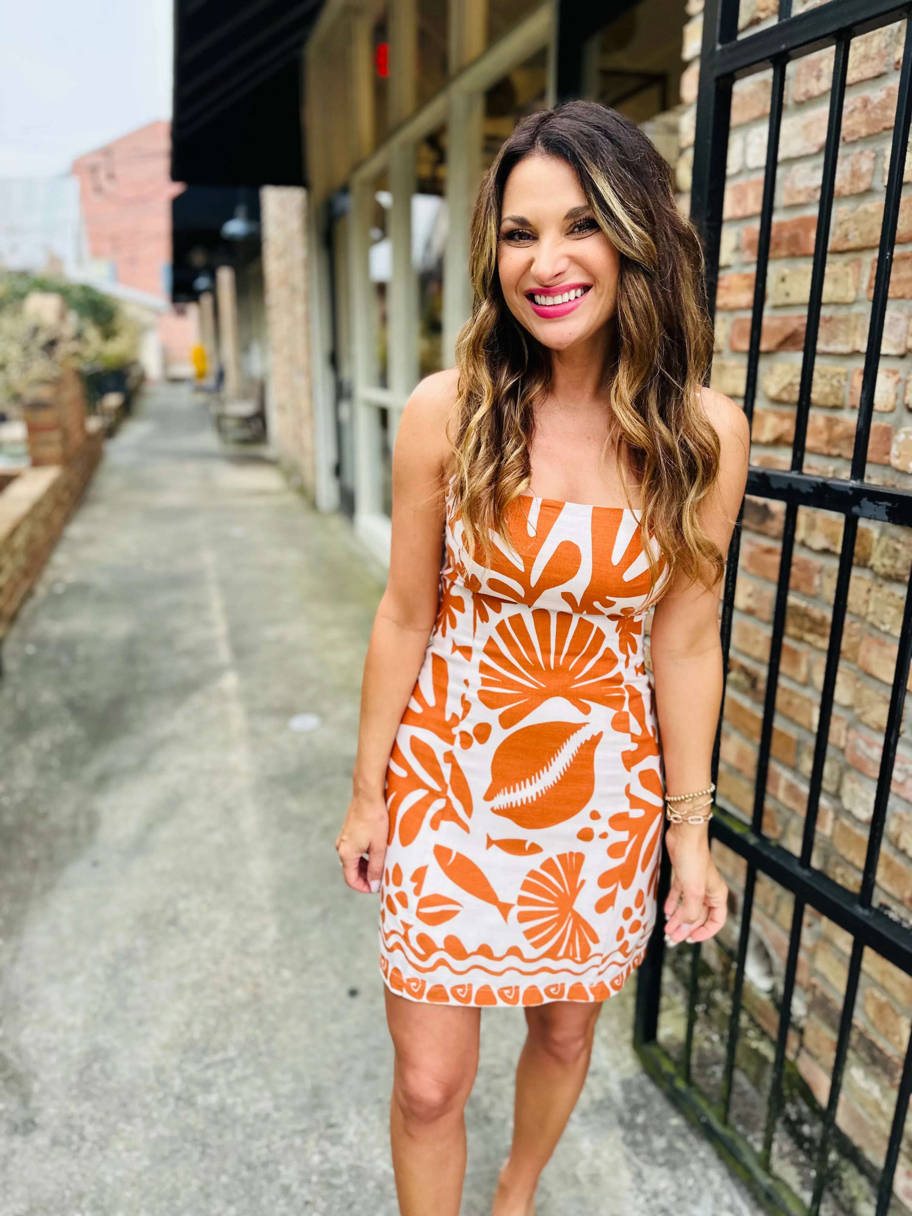 Tropical Dream Mini Dress- Brown/Ivory