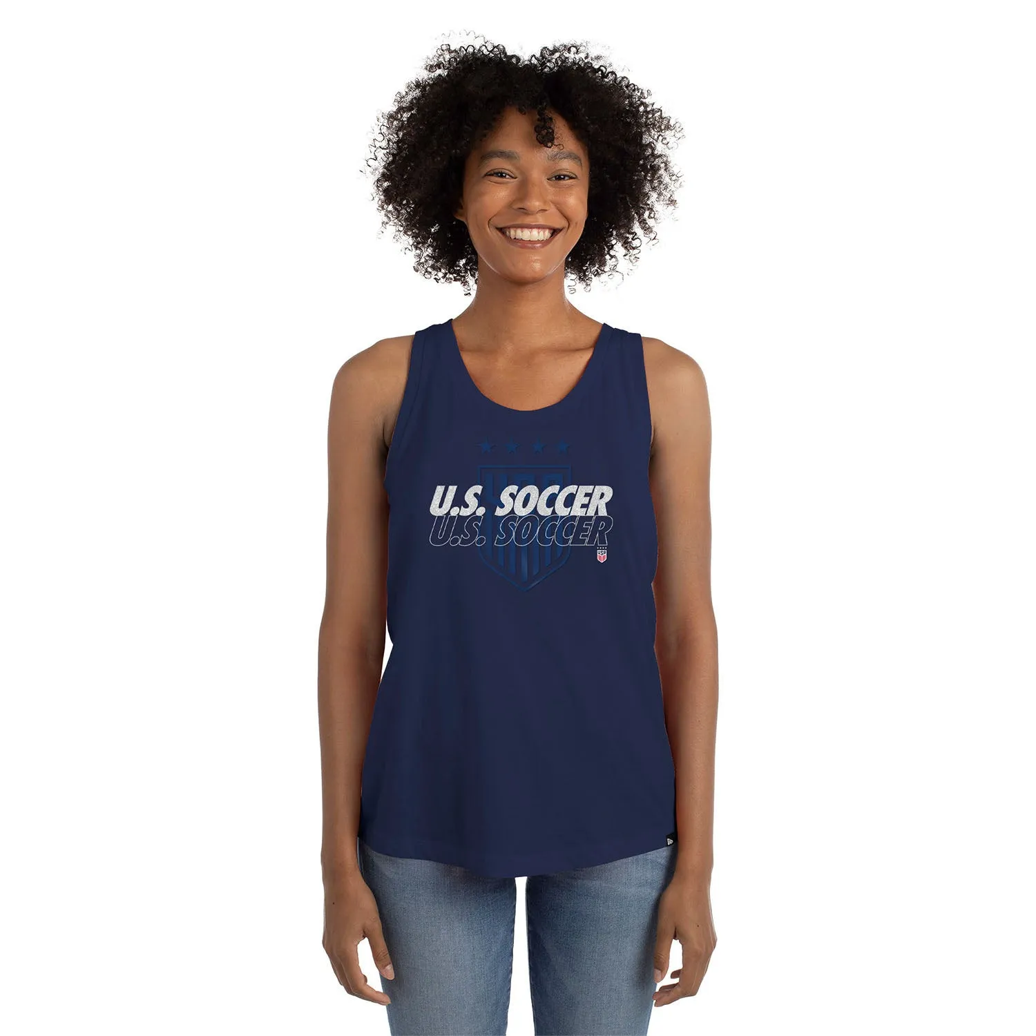 Women's New Era USWNT Glitter Open Back Navy Tank